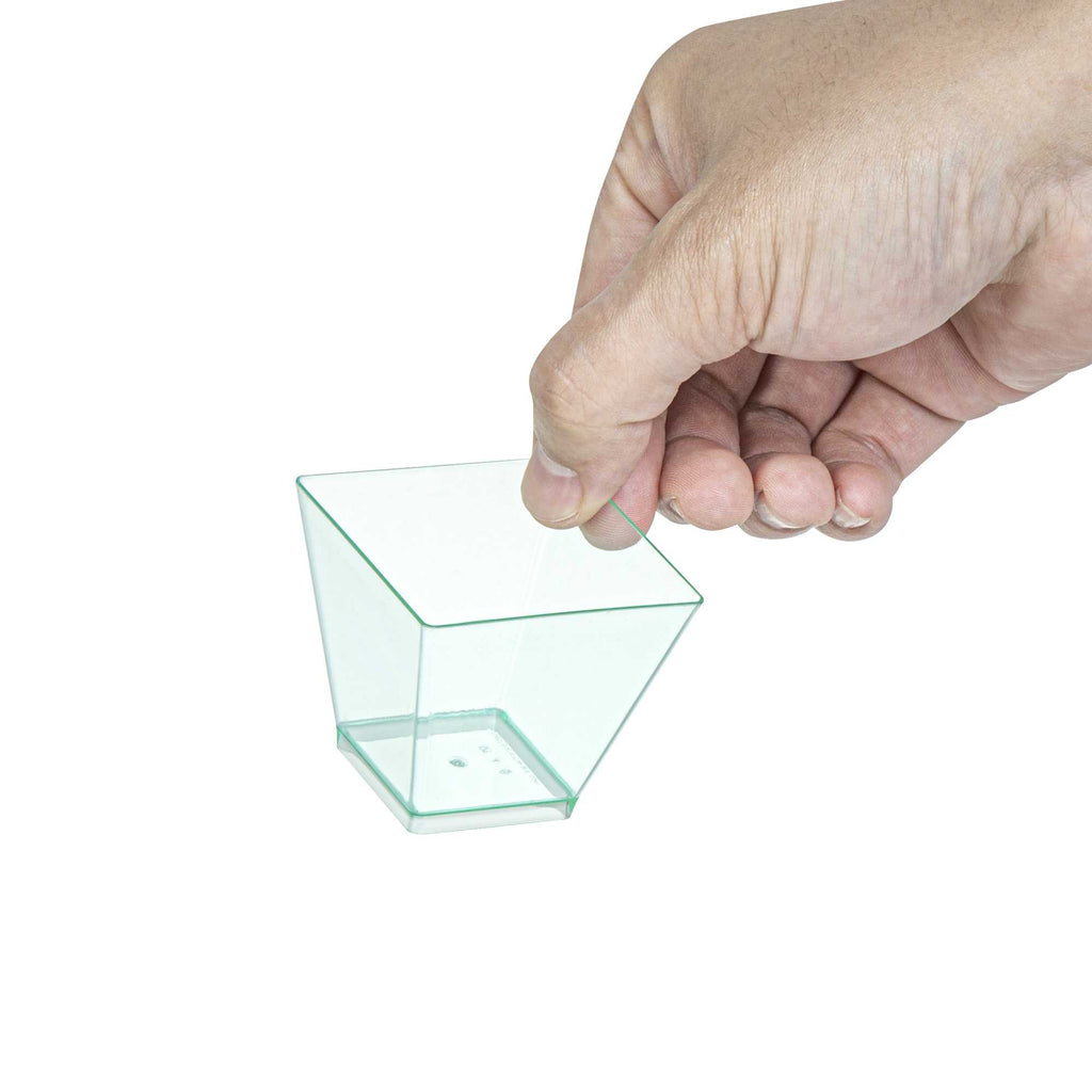 Mini Serve 2 oz Square Seagreen Plastic Mini Kova Cup - 2" x 2" x 1 3/4" - 100 count box