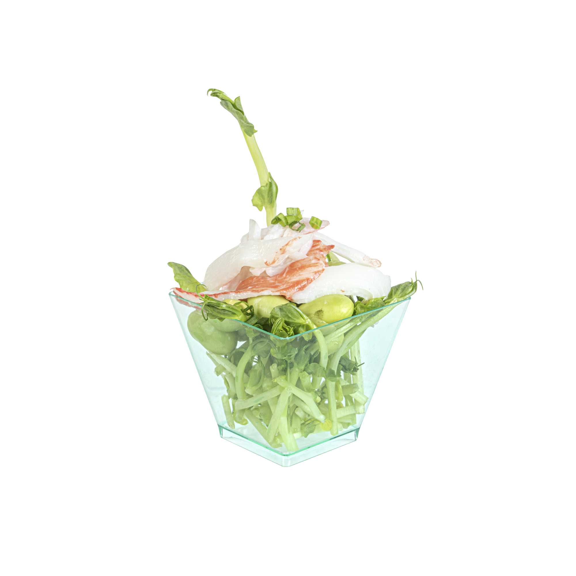 Mini Serve 2 oz Square Seagreen Plastic Mini Kova Cup - 2" x 2" x 1 3/4" - 100 count box