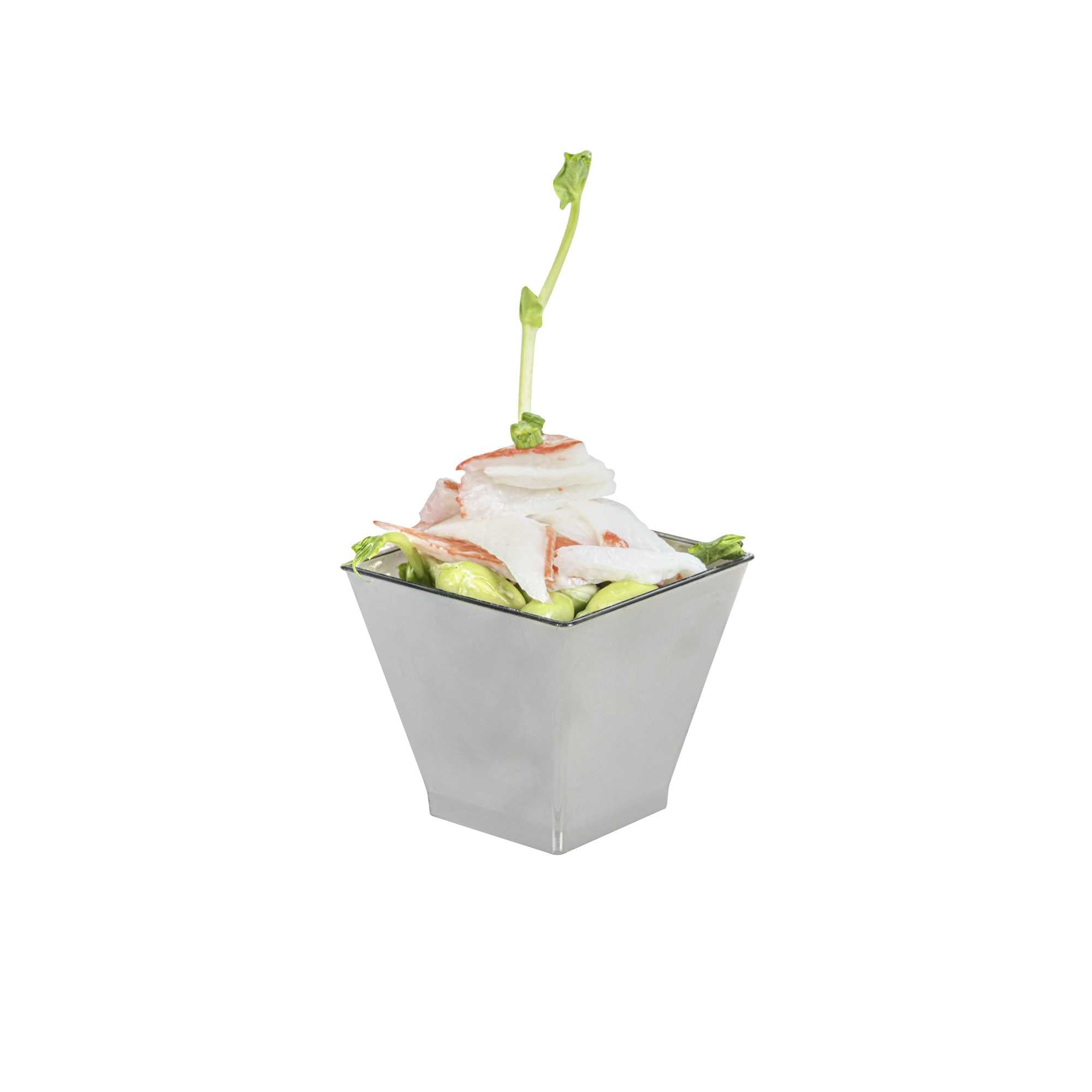 Mini Serve 2 oz Square Smoked Gray Plastic Mini Kova Cup - 2" x 2" x 1 3/4" - 100 count box