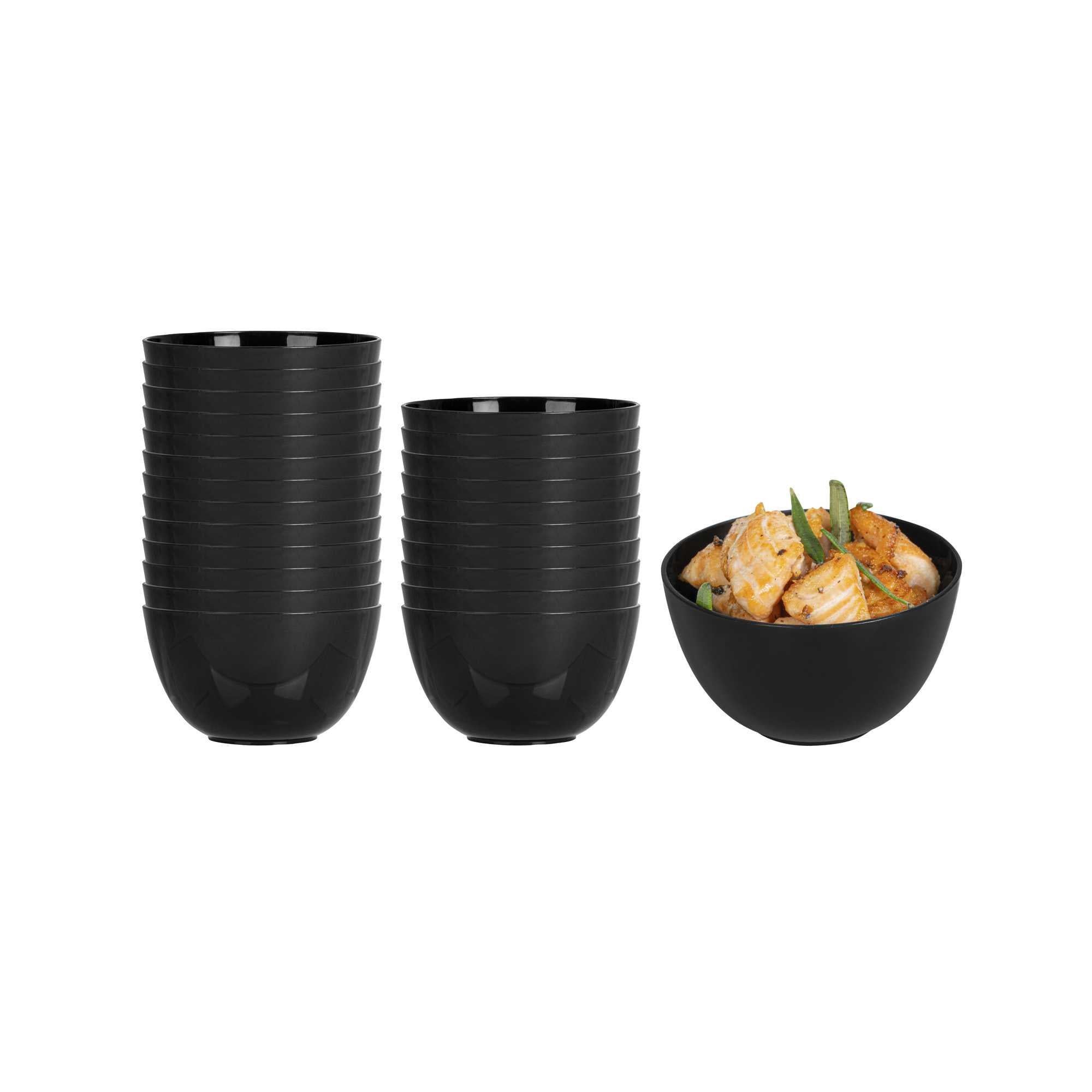 Mini Serve 4 oz Round Black Plastic Bodega Cup - 3" x 3" x 1 3/4" - 100 count box