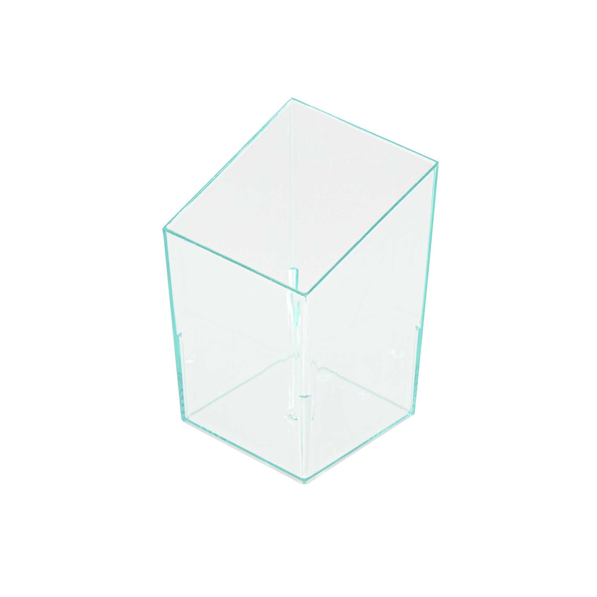 Mini Serve 3 oz Square Seagreen Plastic Incline Cup - 1 3/4" x 1 3/4" x 2 3/4" - 100 count box