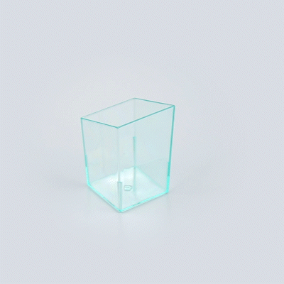 Mini Serve 3 oz Square Seagreen Plastic Incline Cup - 1 3/4" x 1 3/4" x 2 3/4" - 100 count box