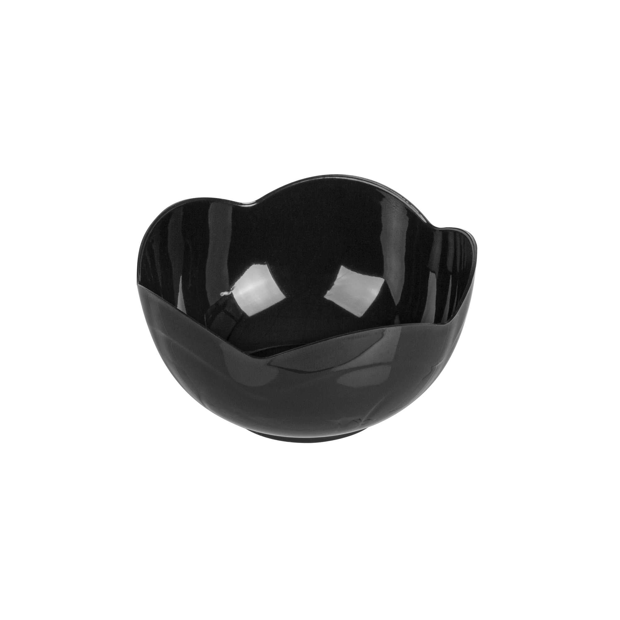 Mini Serve 2 oz Round Black Plastic Le Fleur Cup - 2 1/4" x 1 1/2" x 1 1/4" - 100 count box