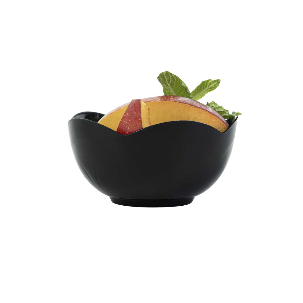 Mini Serve 2 oz Round Black Plastic Le Fleur Cup - 2 1/4" x 1 1/2" x 1 1/4" - 100 count box