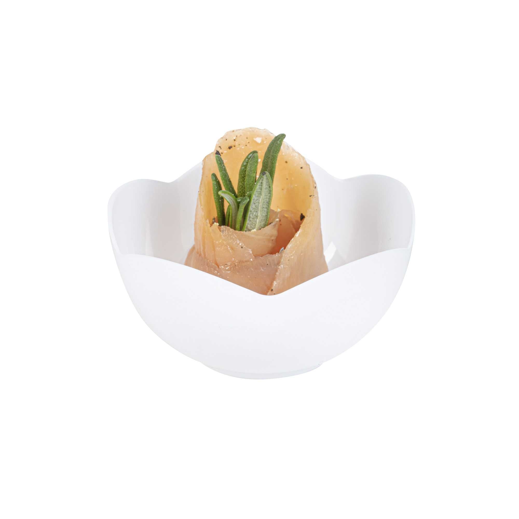 Mini Serve 2 oz Round White Plastic Le Fleur Cup - 2 1/4" x 1 1/2" x 1 1/4" - 100 count box