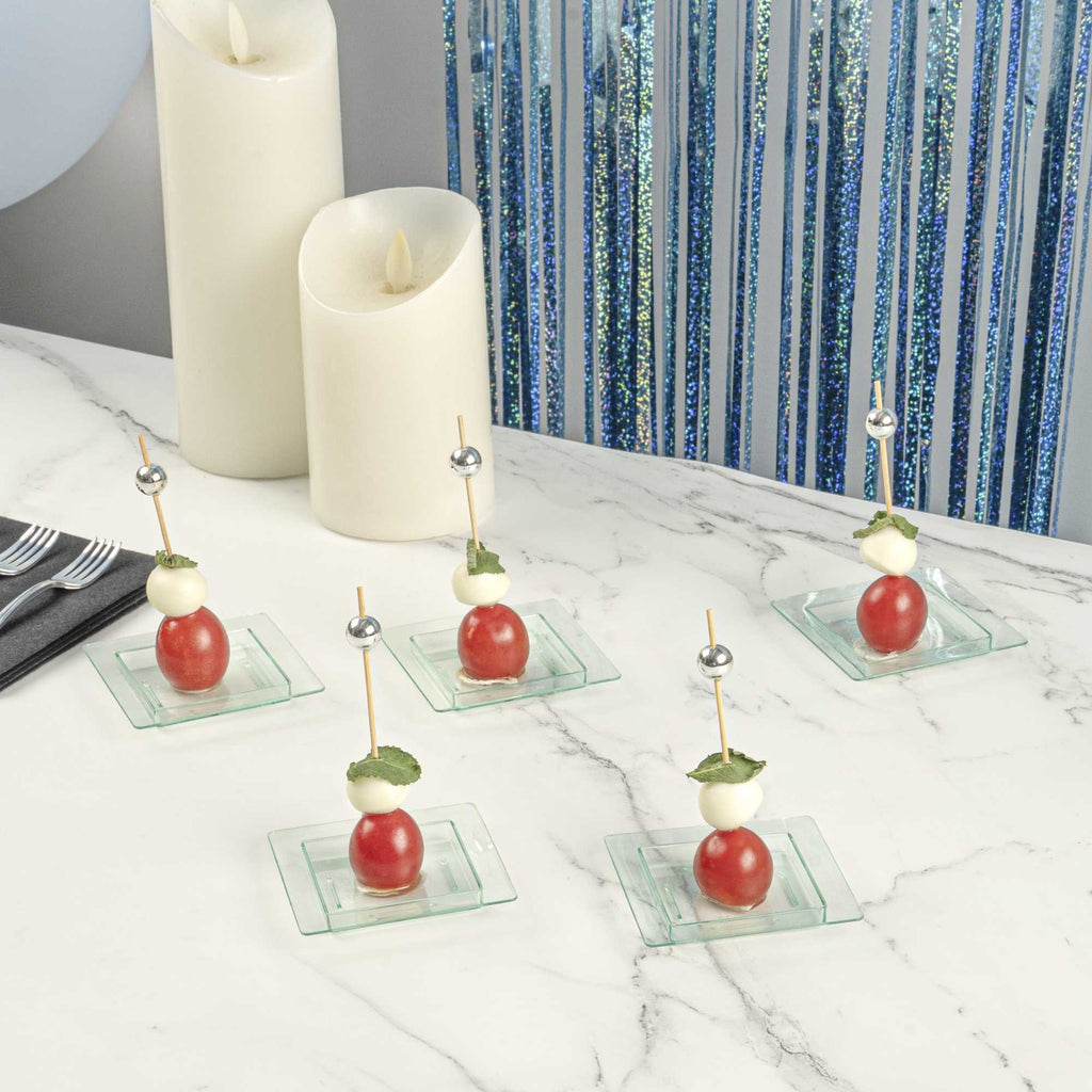 Mini Serve Square Seagreen Plastic Mini Edge Plate - 2 3/4" x 2 3/4" - 100 count box