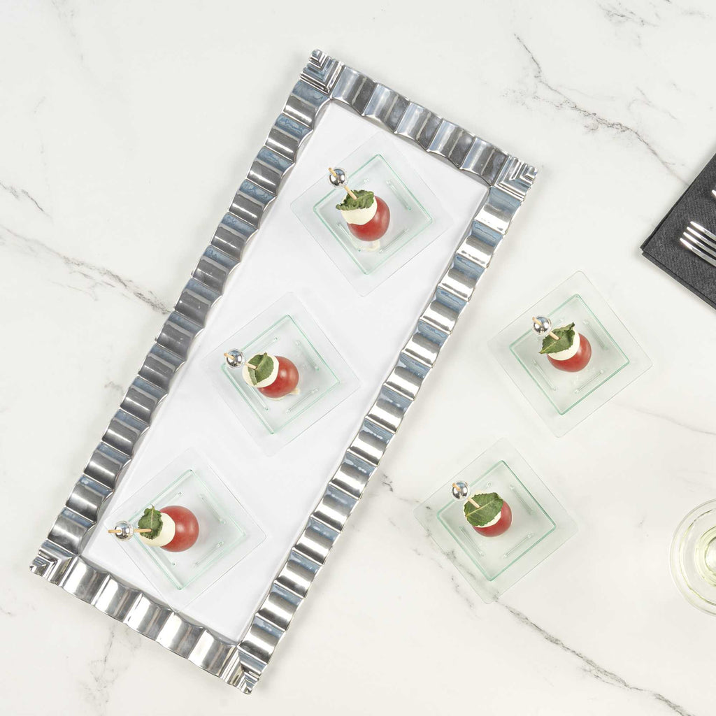Mini Serve Square Seagreen Plastic Mini Edge Plate - 2 3/4" x 2 3/4" - 100 count box