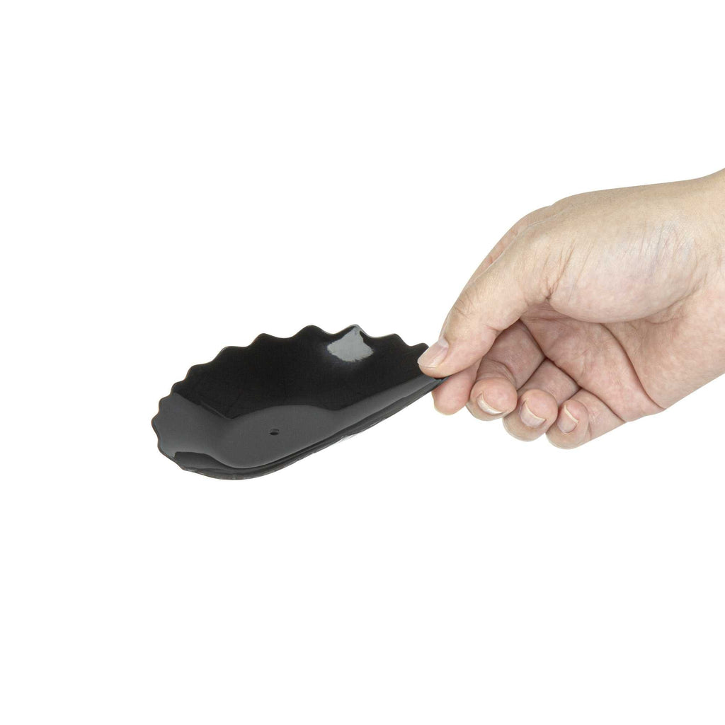 Mini Serve Black Plastic Mini Coquille Plate - 3 1/4" x 3 1/4" x 1/2" - 100 count box