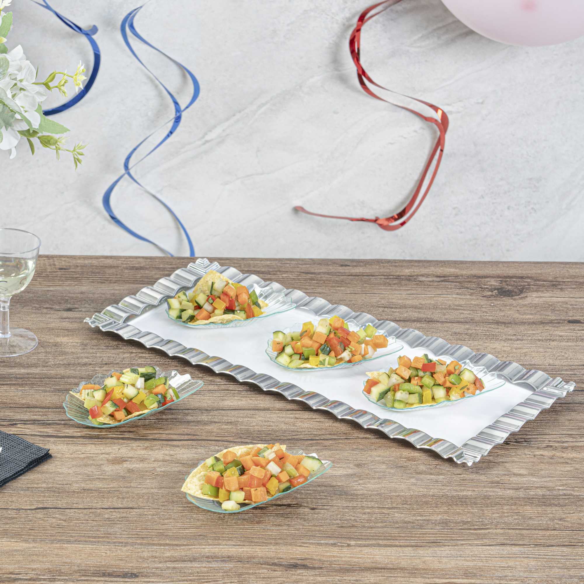 Mini Serve Seagreen Plastic Mini Coquille Plate - 3 1/4" x 3 1/4" x 1/2" - 100 count box