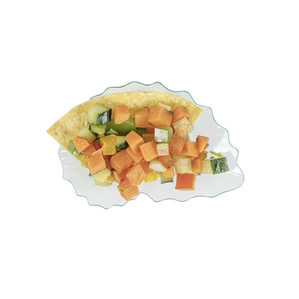 Mini Serve Seagreen Plastic Mini Coquille Plate - 3 1/4" x 3 1/4" x 1/2" - 100 count box