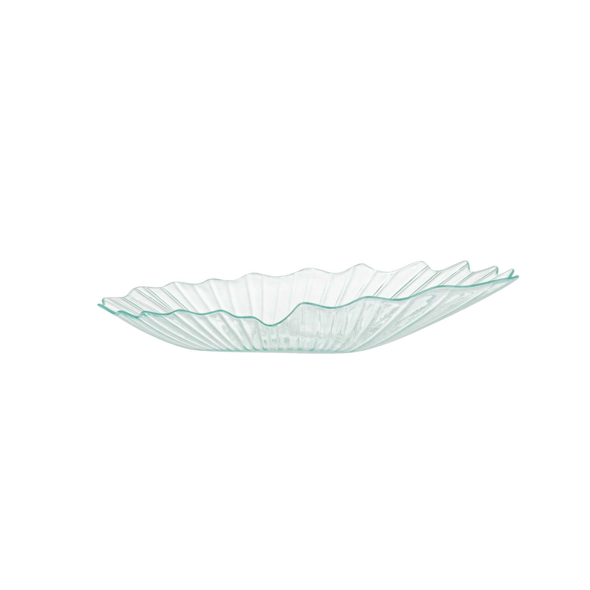 Mini Serve Seagreen Plastic Mini Coquille Plate - 3 1/4" x 3 1/4" x 1/2" - 100 count box