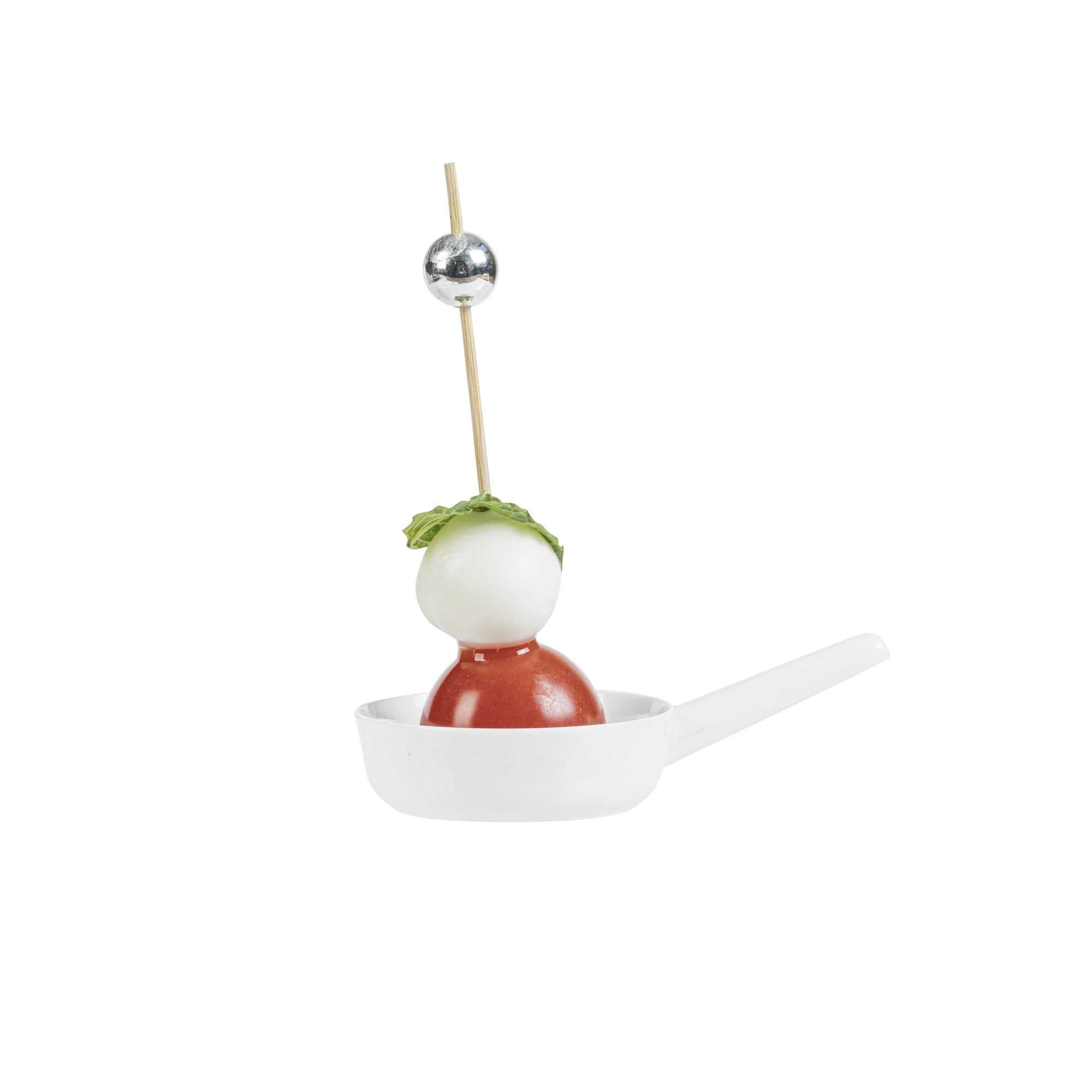 Mini Serve 1 oz Round White Plastic Mini Sauce Pan - 3 1/4" x 2" x 1/2" - 100 count box