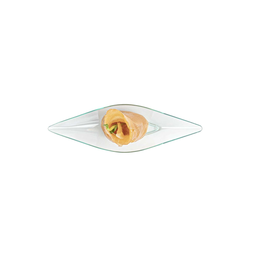 Mini Serve Diamond Seagreen Plastic Canoe Dish - 5" x 1 1/2" x 3/4" - 100 count box