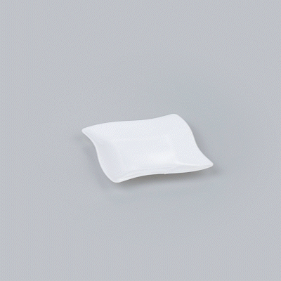 Mini Serve Square White Plastic Aqua Plate - 3" x 3" - 100 count box