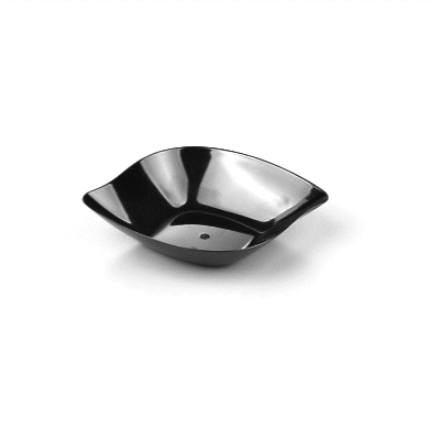 Mini Serve Square Black Plastic Comma Plate - 3 1/2" x 4 1/2" x 1" - 100 count box