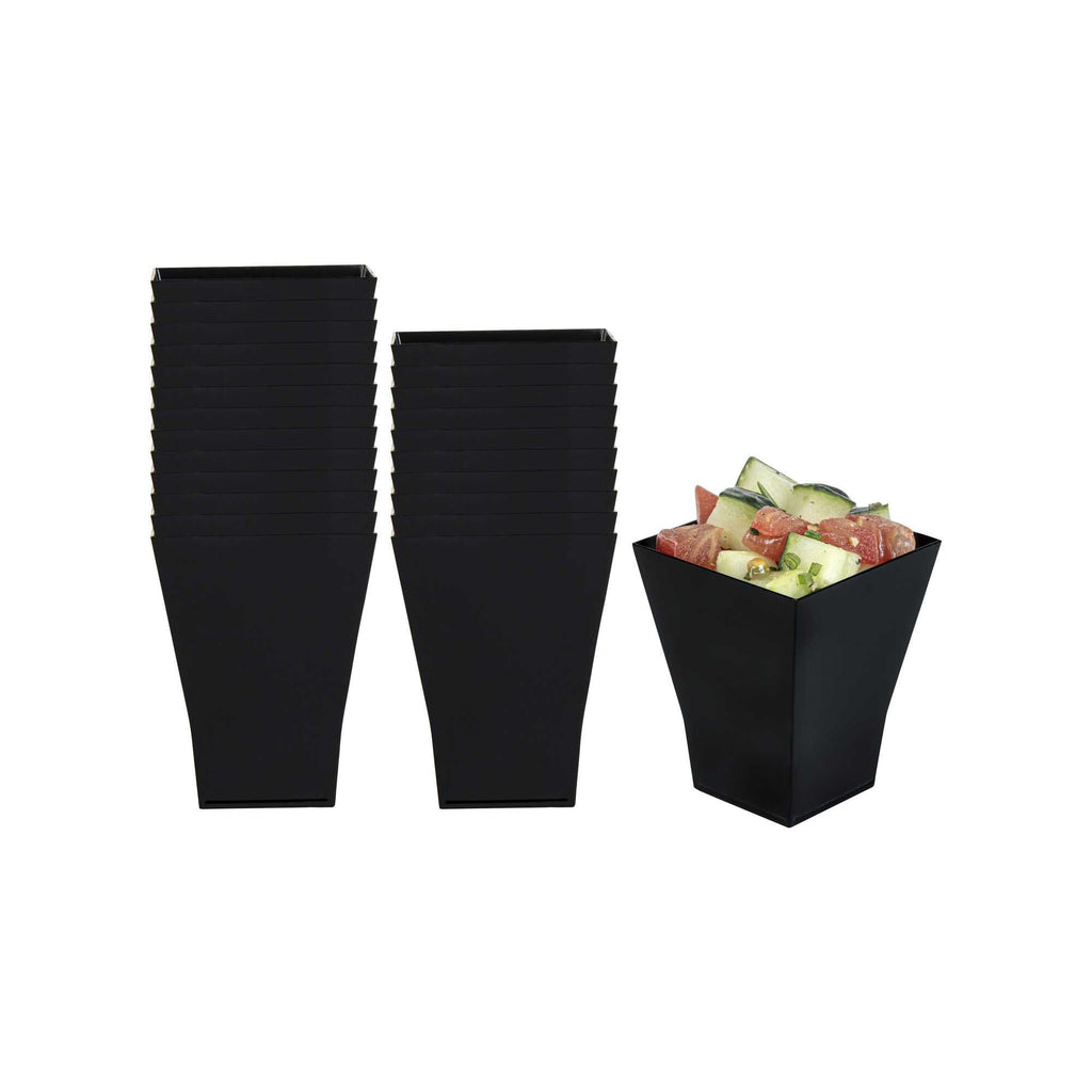 Mini Serve 2 oz Square Black Plastic Bonito Cup - 1 3/4" x 1 3/4" x 2 1/4" - 100 count box