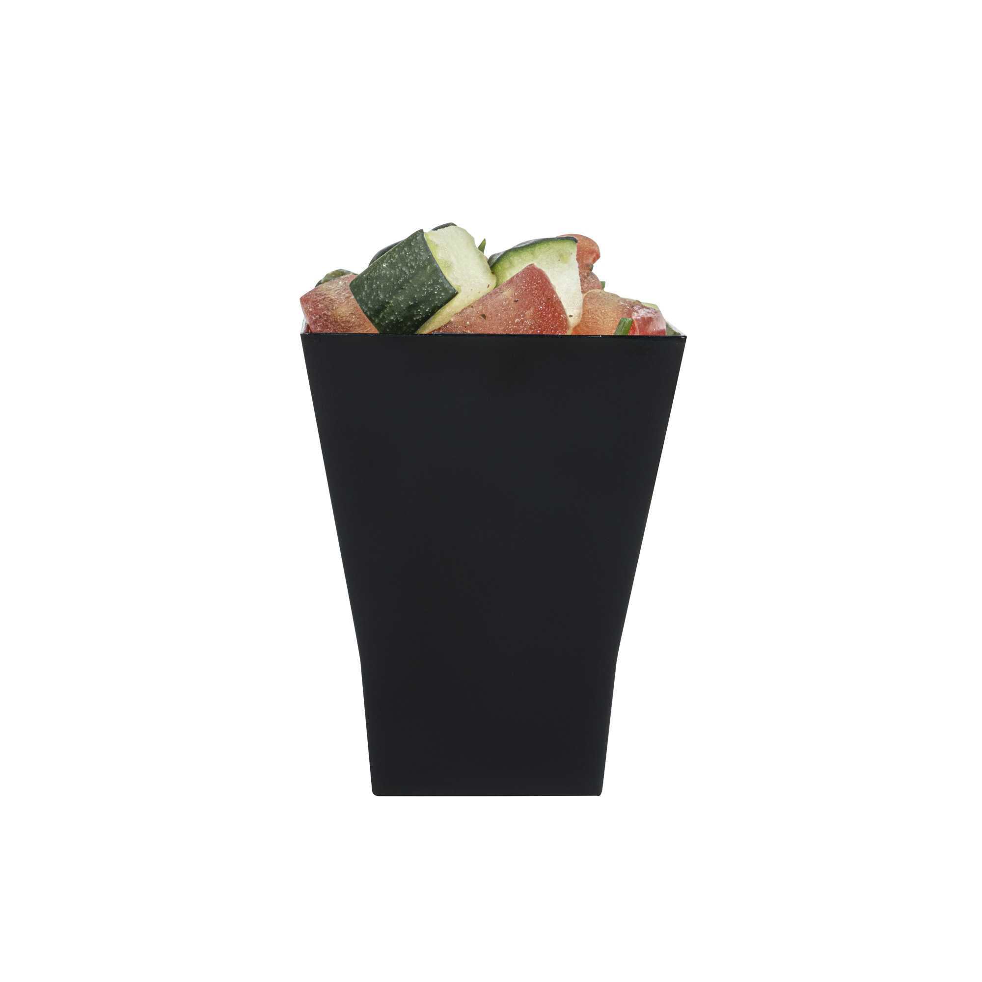 Mini Serve 2 oz Square Black Plastic Bonito Cup - 1 3/4" x 1 3/4" x 2 1/4" - 100 count box