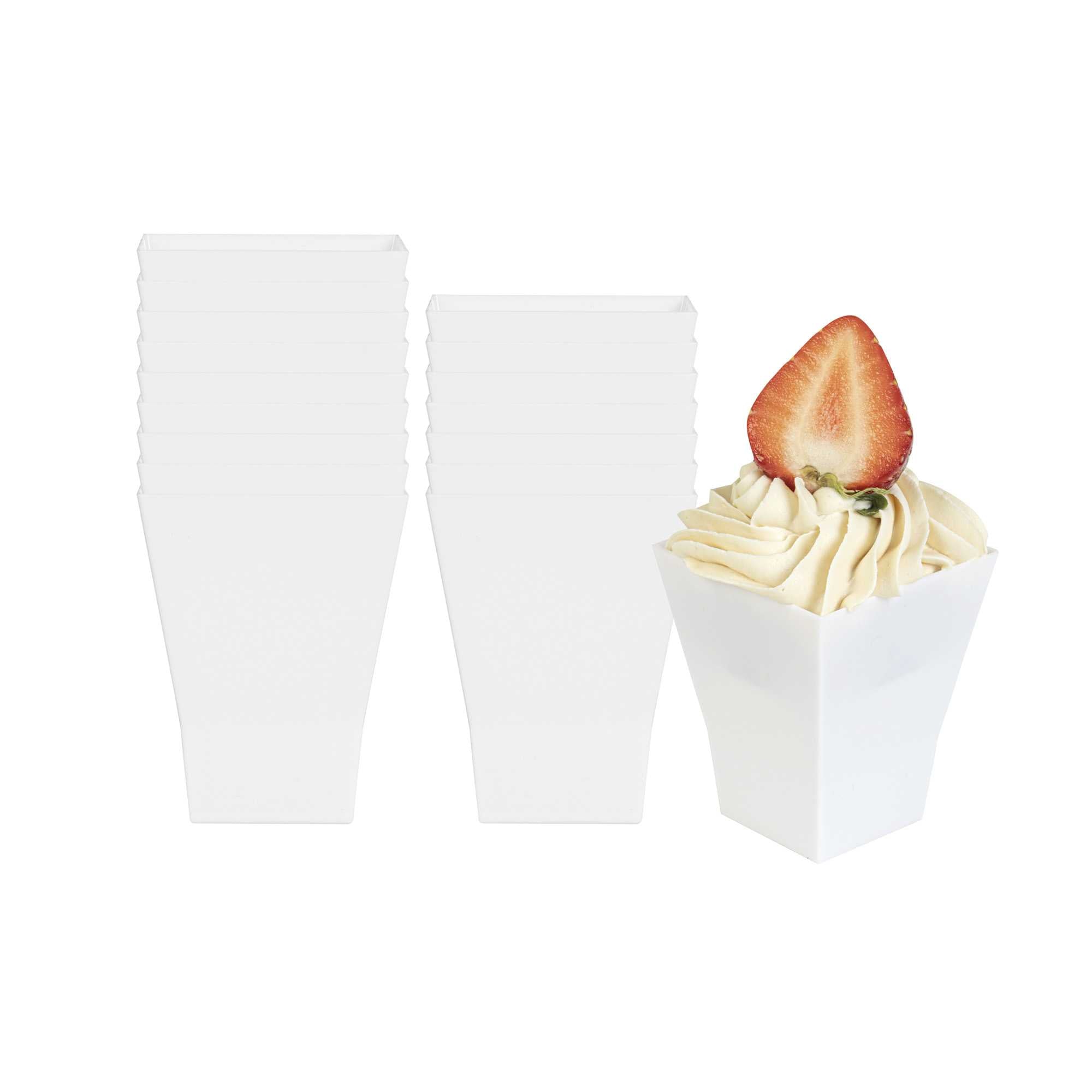 Mini Serve 2 oz Square White Plastic Bonito Cup - 1 3/4" x 1 3/4" x 2 1/4" - 100 count box