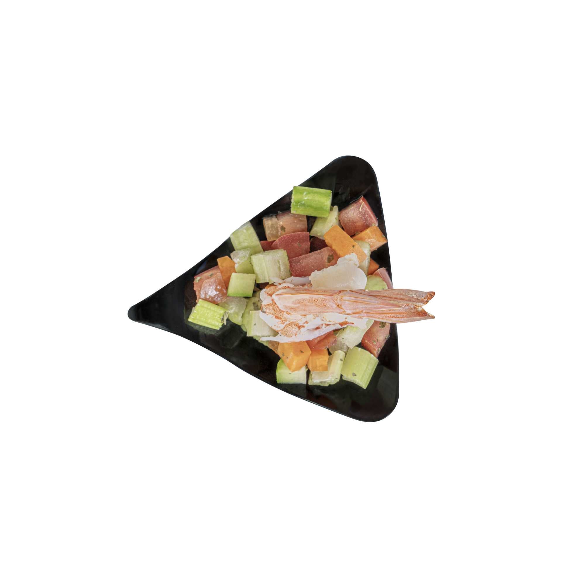 Mini Serve Triangle Black Plastic Shooting Star Appetizer Plate - 3" x 3" - 100 count box