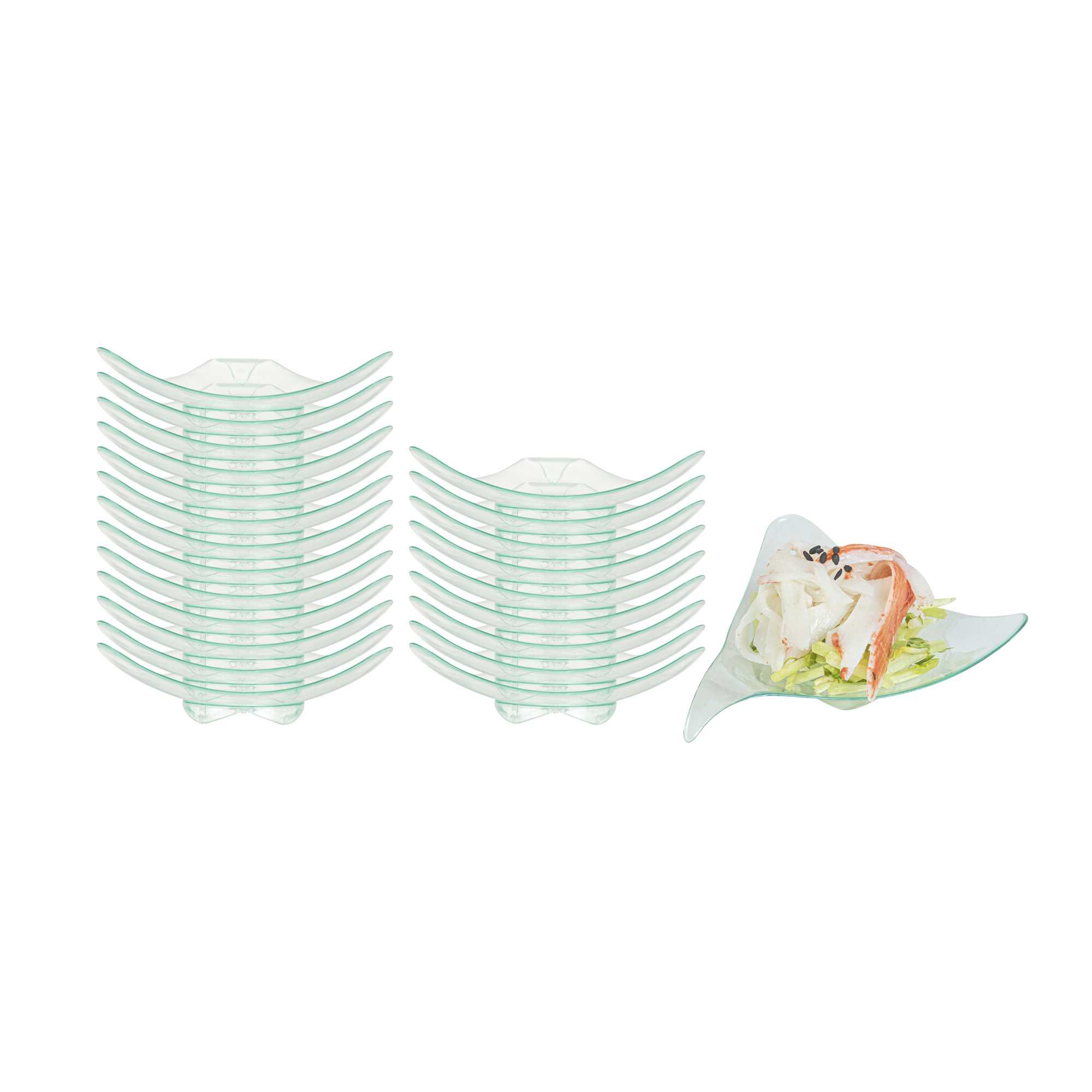 Mini Serve Triangle Seagreen Plastic Shooting Star Appetizer Plate - 3" x 3" - 100 count box