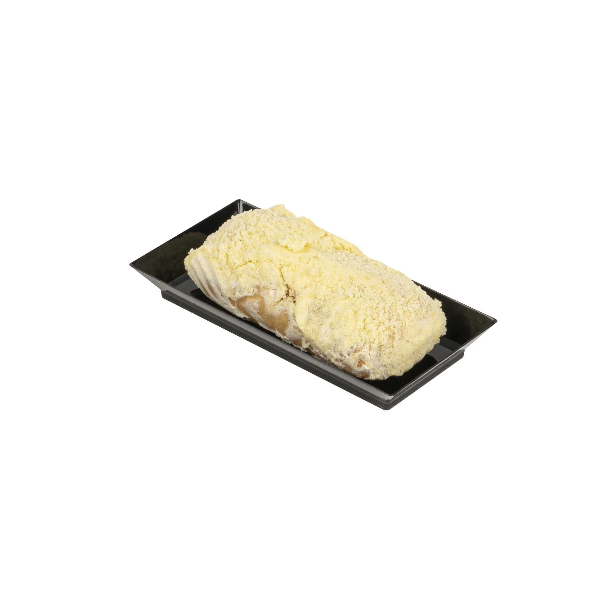 Mini Serve Rectangle Black Plastic Plate - 5" x 2 1/2" x 1/2" - 100 count box