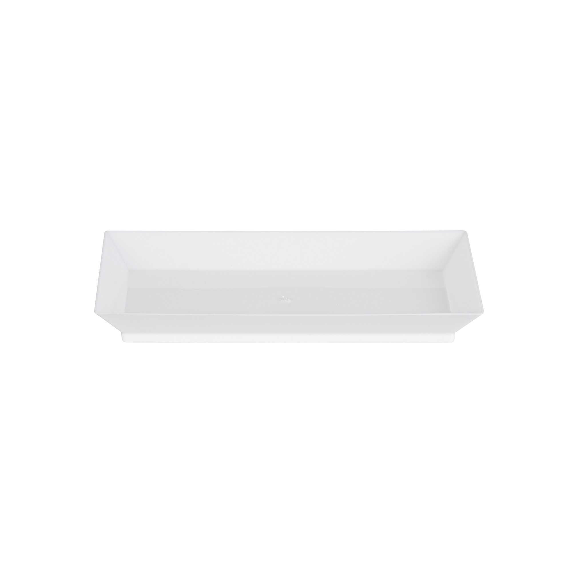 Mini Serve Rectangle White Plastic Plate - 5" x 2 1/2" x 1/2" - 100 count box