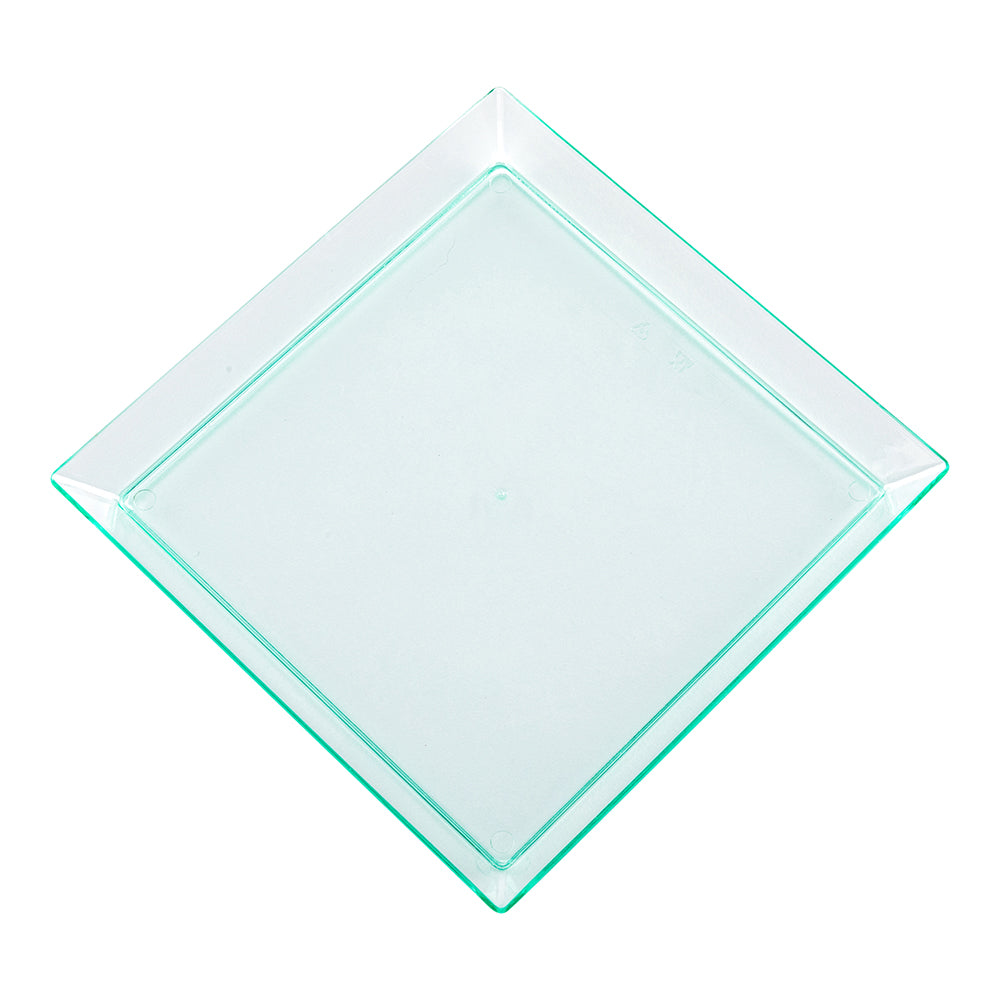 Mini Serve Square Seagreen Plastic Medium Modern Plate - 5" x 5" - 100 count box
