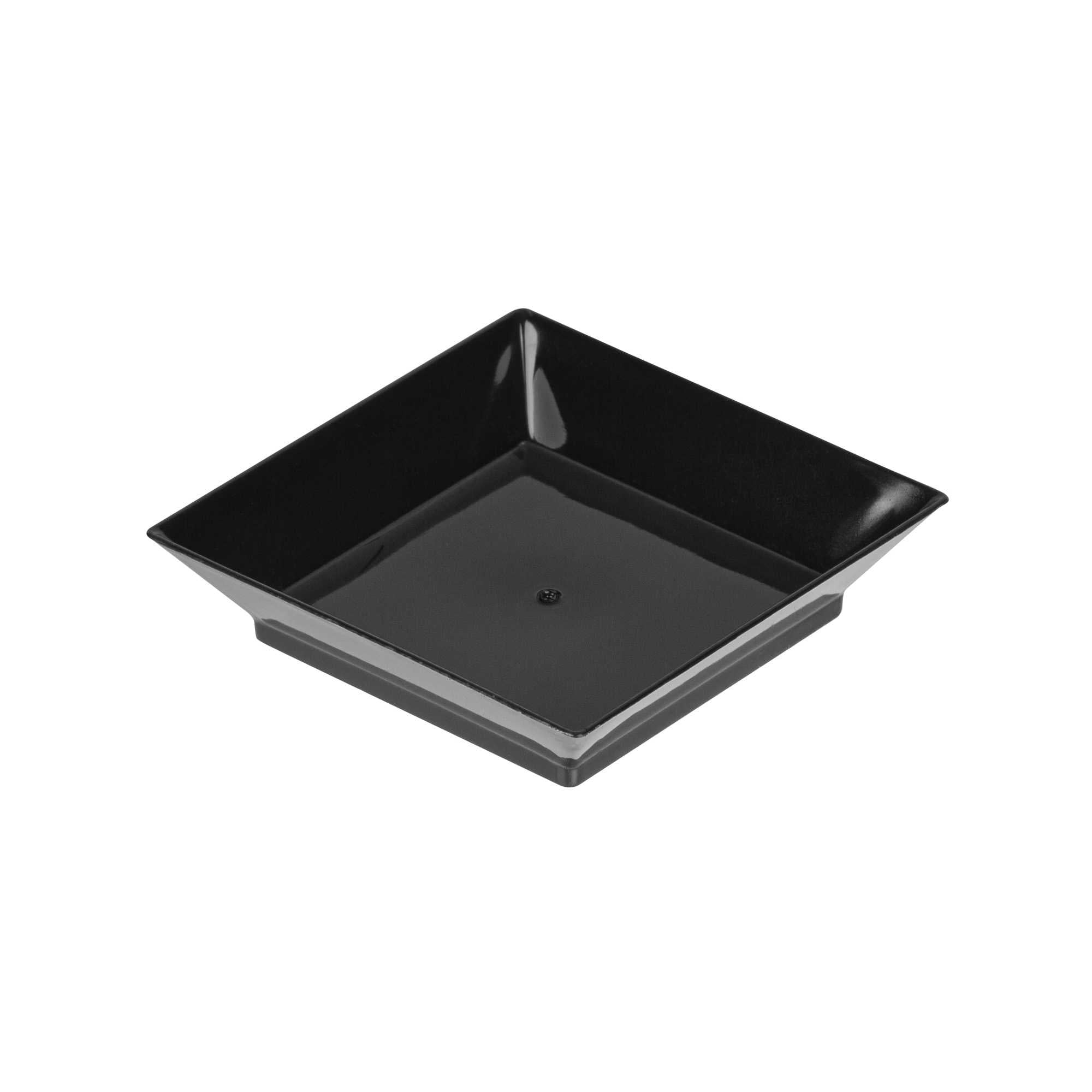 Mini Serve Square Black Plastic Mini Modern Plate - 2 1/2" x 2 1/2" x 1/2" - 100 count box