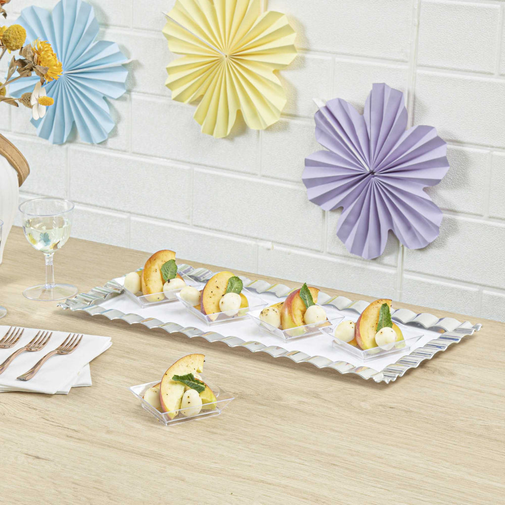 Mini Serve Square Clear Plastic Mini Modern Plate - 2 1/2" x 2 1/2" x 1/2" - 100 count box