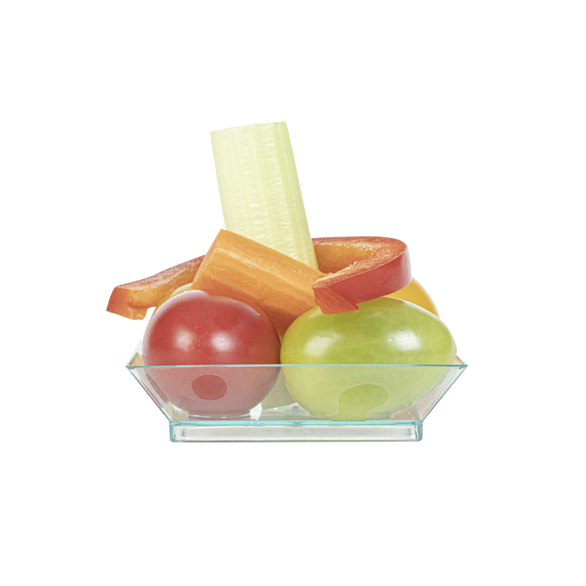 Mini Serve Square Seagreen Plastic Mini Modern Plate - 2 1/2" x 2 1/2" x 1/2" - 100 count box