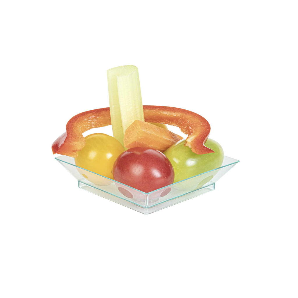 Mini Serve Square Seagreen Plastic Mini Modern Plate - 2 1/2" x 2 1/2" x 1/2" - 100 count box