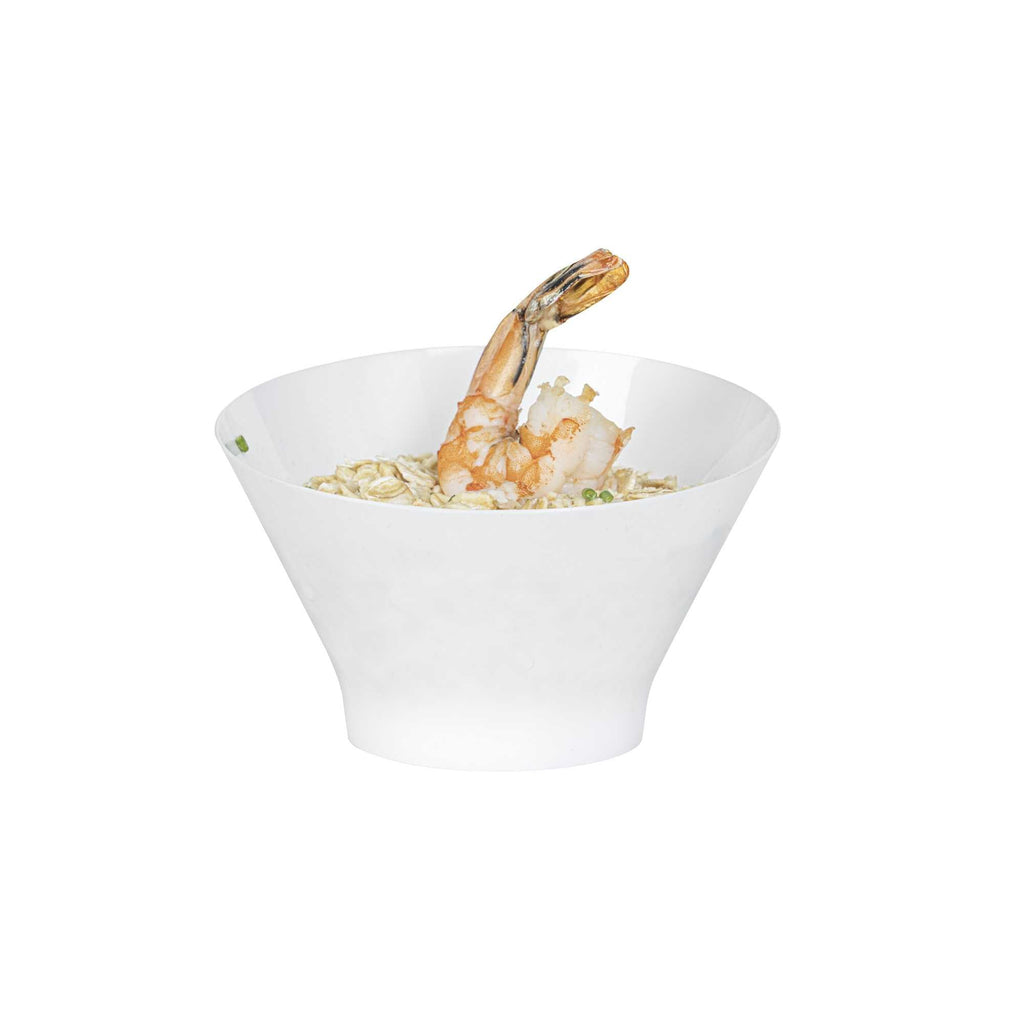 Mini Serve 7 oz Round White Plastic Incline Bowl - 4 1/4" x 4 1/4" x 2 3/4" - 100 count box