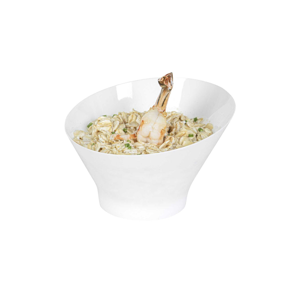 Mini Serve 7 oz Round White Plastic Incline Bowl - 4 1/4" x 4 1/4" x 2 3/4" - 100 count box