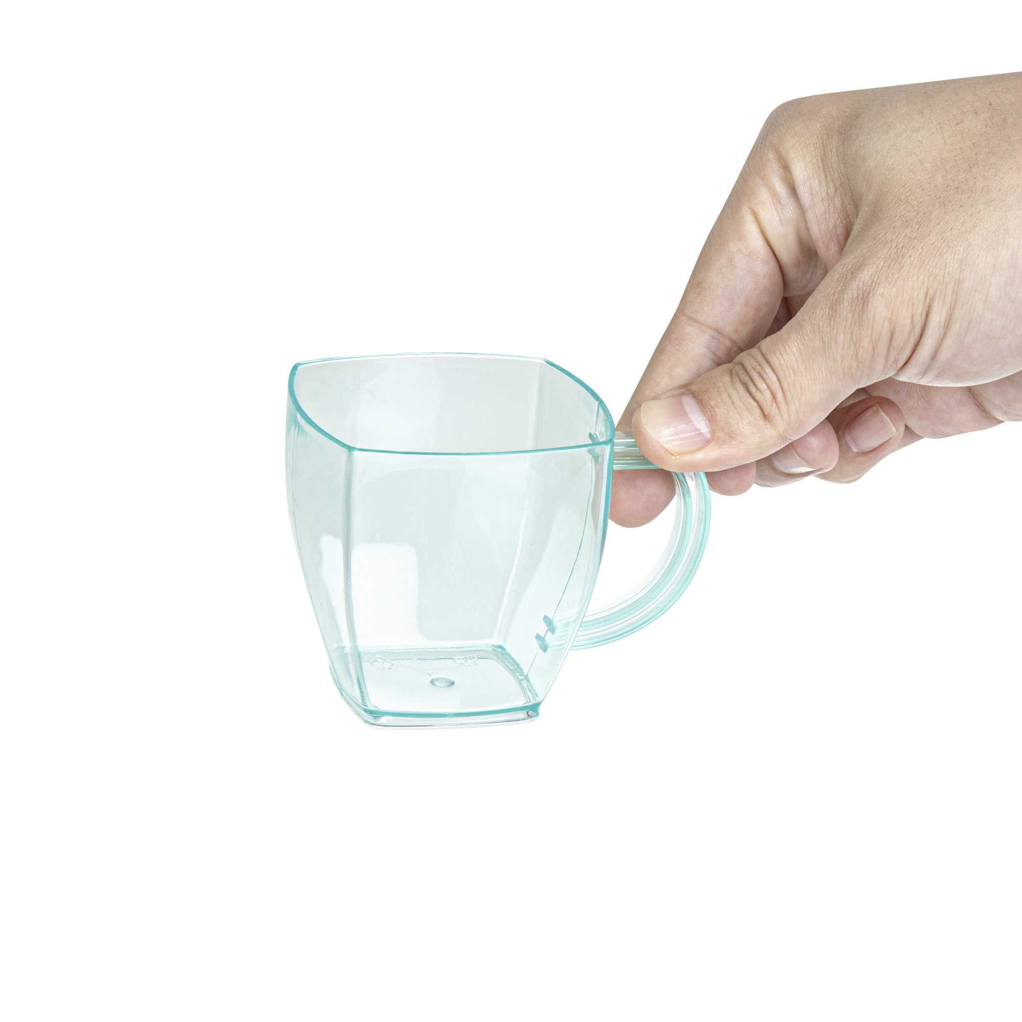 Restpresso 5 oz Square Seagreen Plastic Cafe Cup - 2 1/2" x 2 1/2" x 2 1/2" - 100 count box