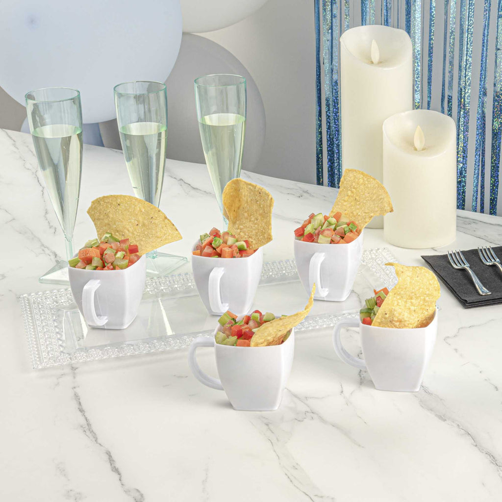 Restpresso 5 oz Square White Plastic Cafe Cup - 2 1/2" x 2 1/2" x 2 1/2" - 100 count box