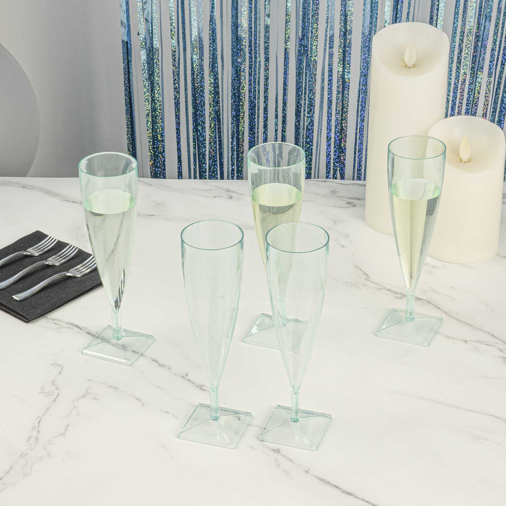 Bev Tek 5 oz Seagreen Plastic Champagne Flute - 2" x 2" x 7" - 100 count box