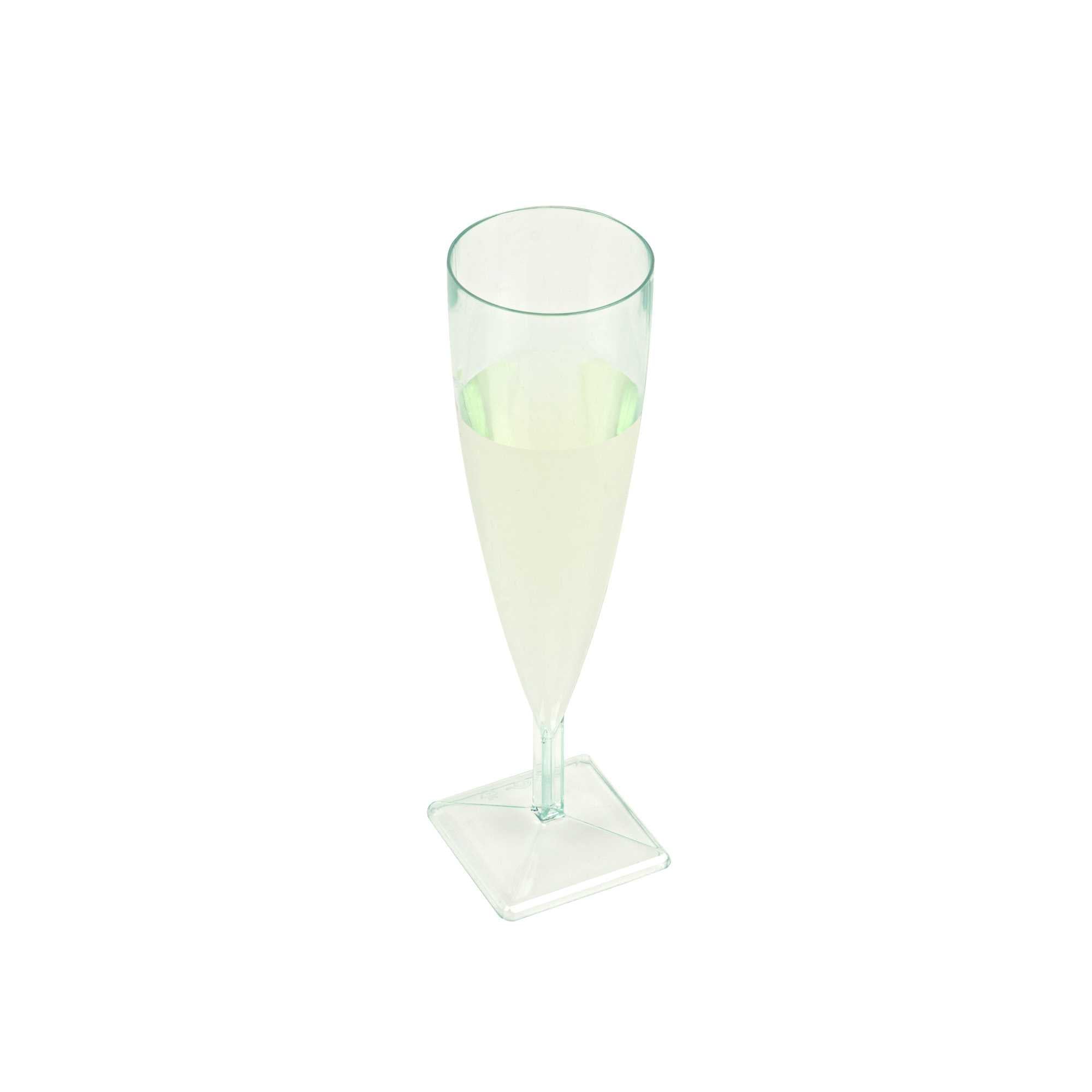 Bev Tek 5 oz Seagreen Plastic Champagne Flute - 2" x 2" x 7" - 100 count box
