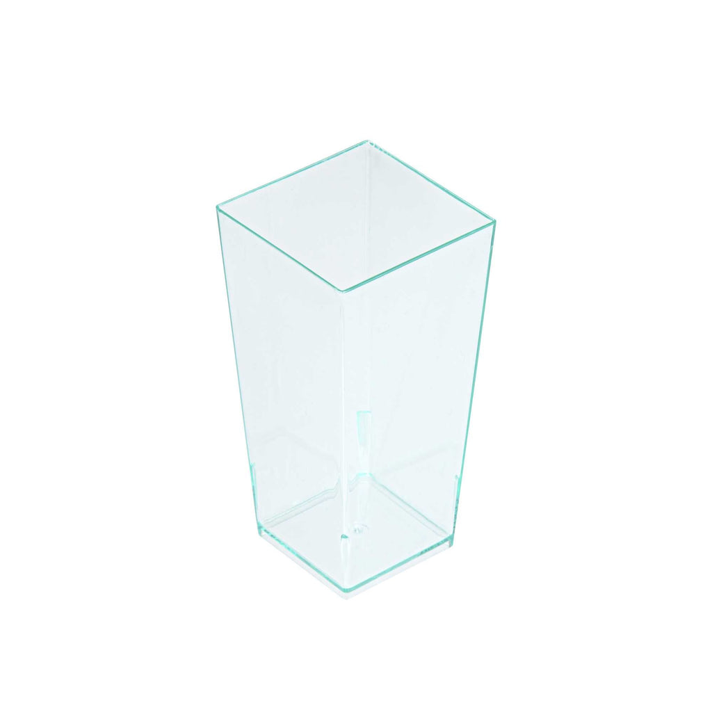 Mini Serve 4 oz Square Seagreen Plastic Tall Geometric Cup - 1 1/2" x 1 1/2" x 3 1/4" - 100 count box