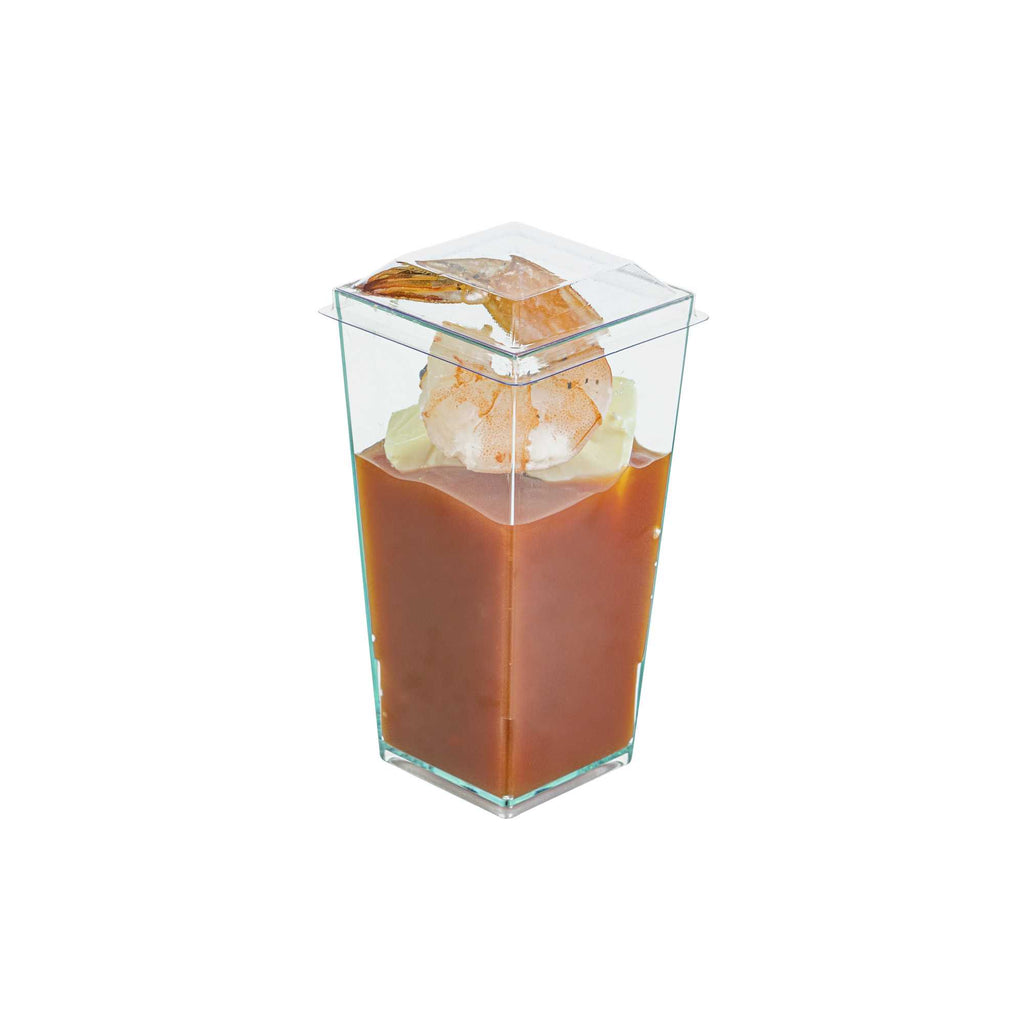 Mini Serve Square Clear Plastic Lid - Fits Tall Geometric Cup - 100 count box