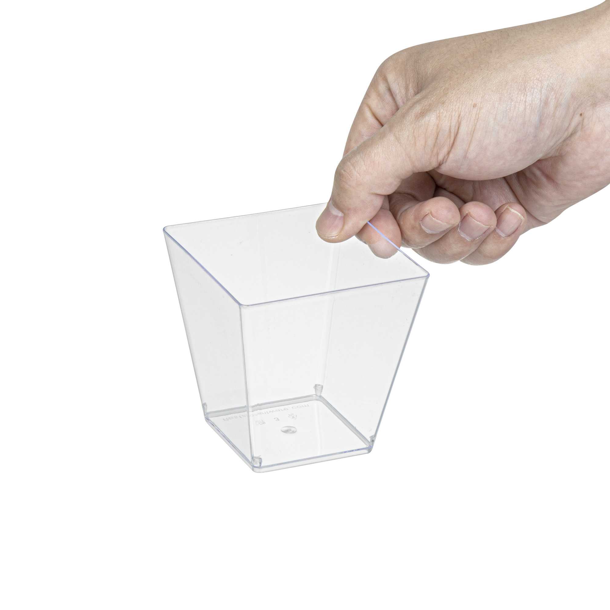 Mini Serve 8 oz Square Clear Plastic Large Kova Cup - 2 3/4" x 2 3/4" x 2 3/4" - 100 count box