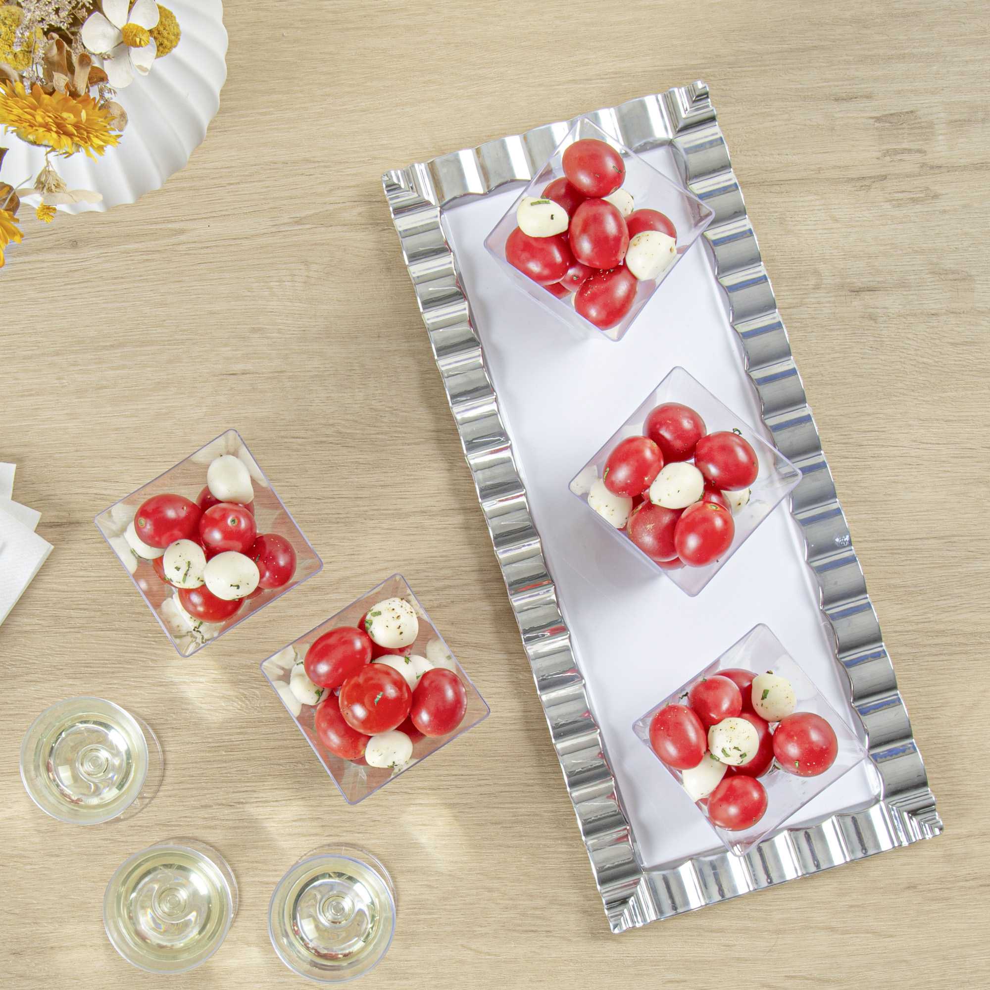 Mini Serve 8 oz Square Clear Plastic Large Kova Cup - 2 3/4" x 2 3/4" x 2 3/4" - 100 count box