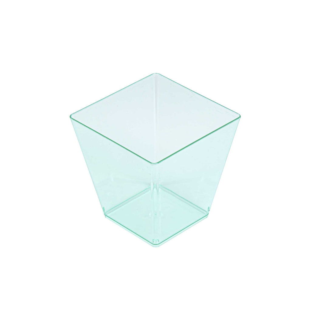 Mini Serve 8 oz Square Seagreen Plastic Large Kova Cup - 2 3/4" x 2 3/4" x 2 3/4" - 100 count box