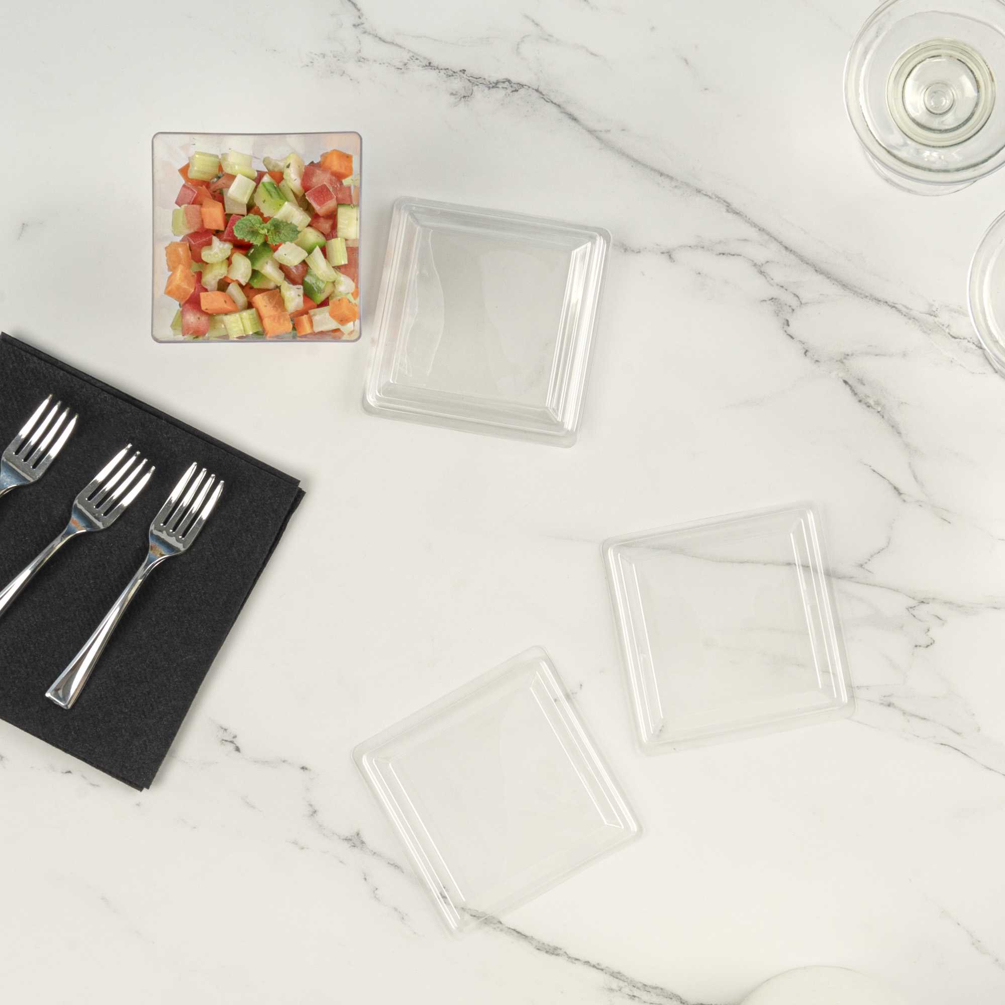 Mini Serve Square Clear Plastic Lid - Fits Large Kova Cup - 100 count box