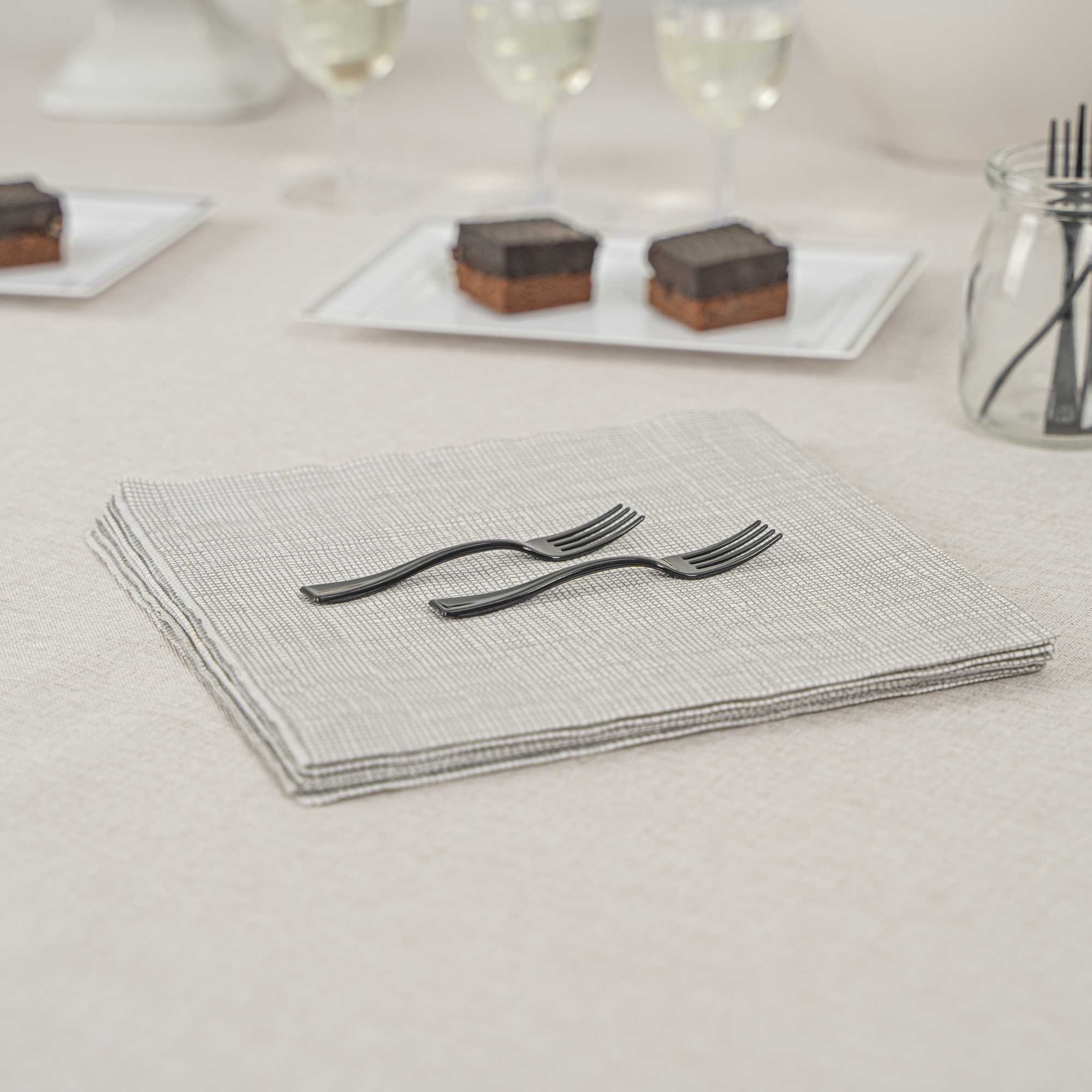 Mini Serve Black Plastic Mini Fork - 4" - 500 count box
