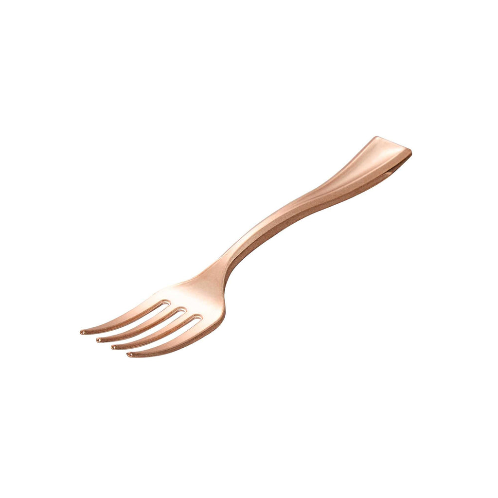 Mini Serve Rose Gold Plastic Mini Fork - 4" - 500 count box