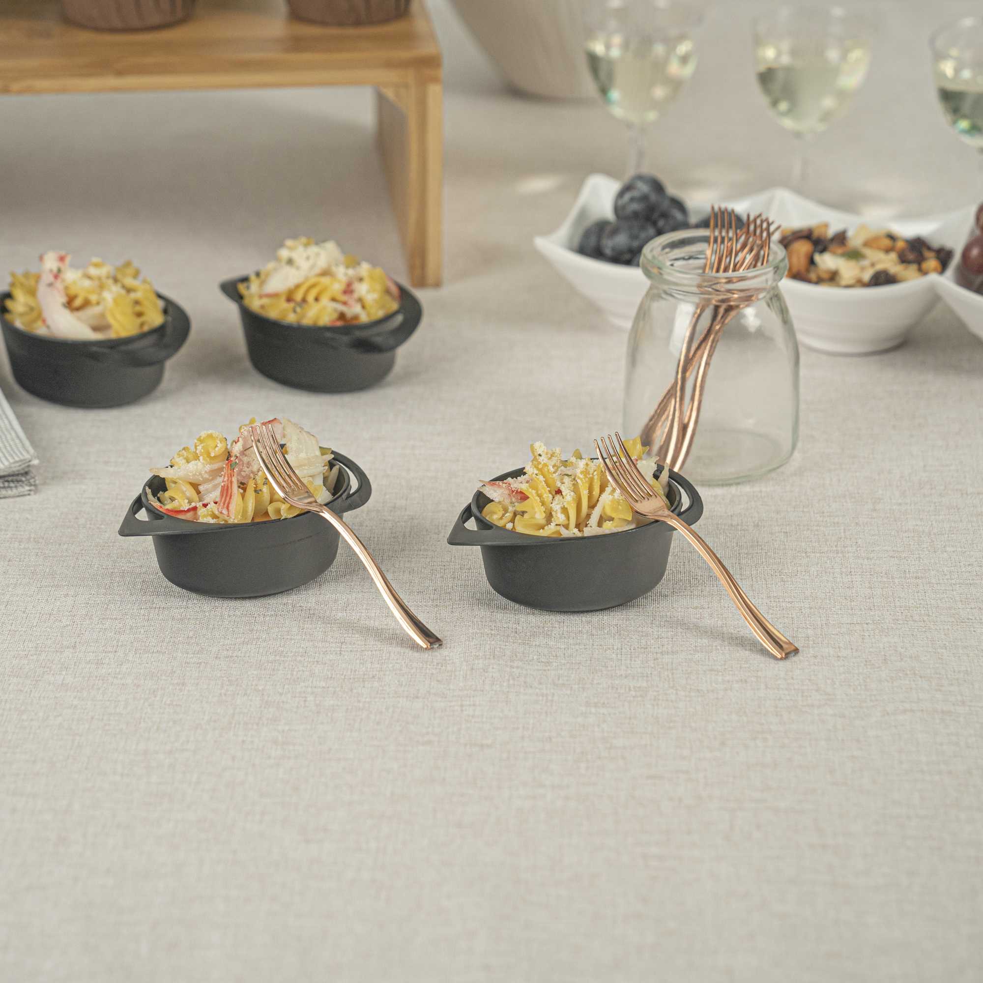 Mini Serve Rose Gold Plastic Mini Fork - 4" - 500 count box