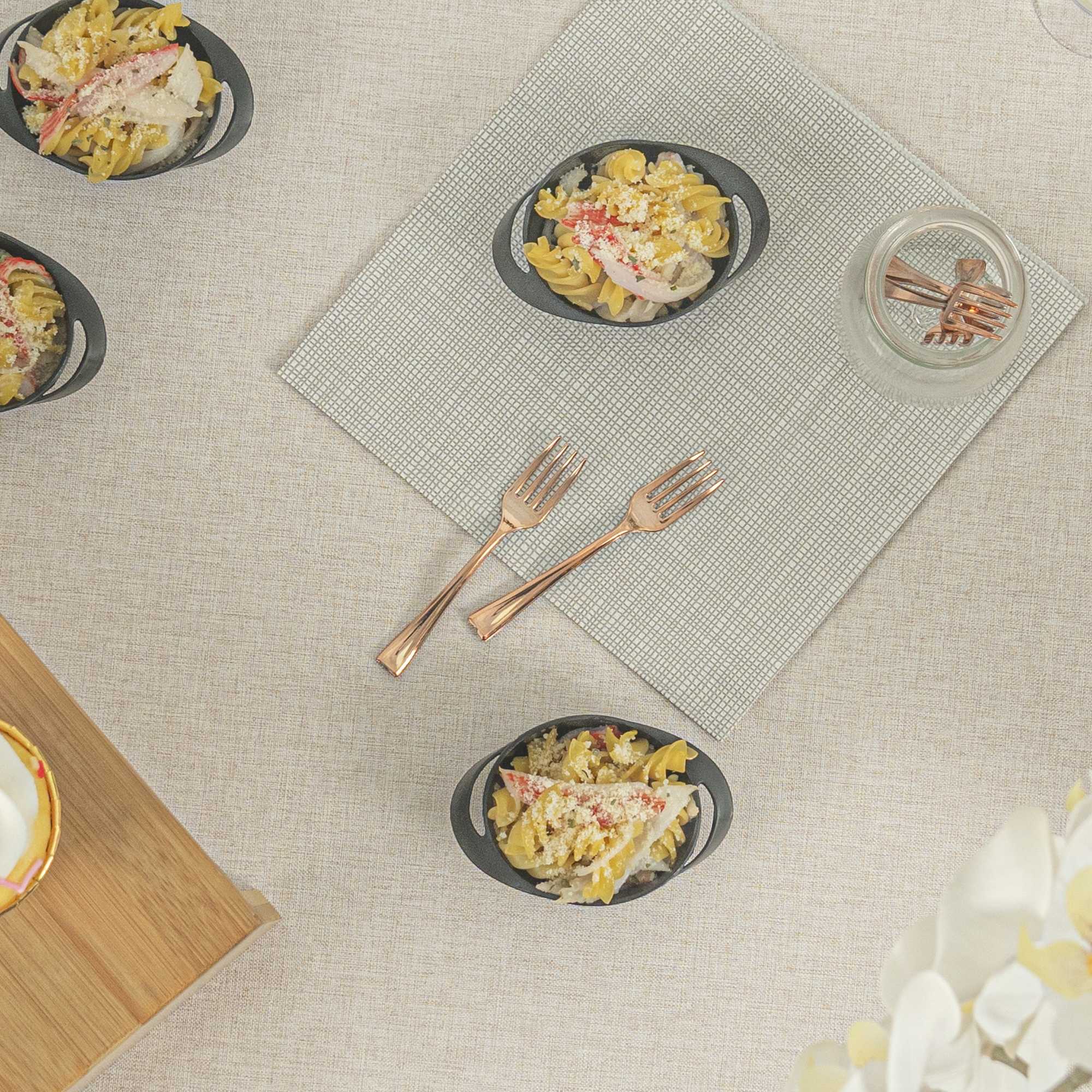 Mini Serve Rose Gold Plastic Mini Fork - 4" - 500 count box