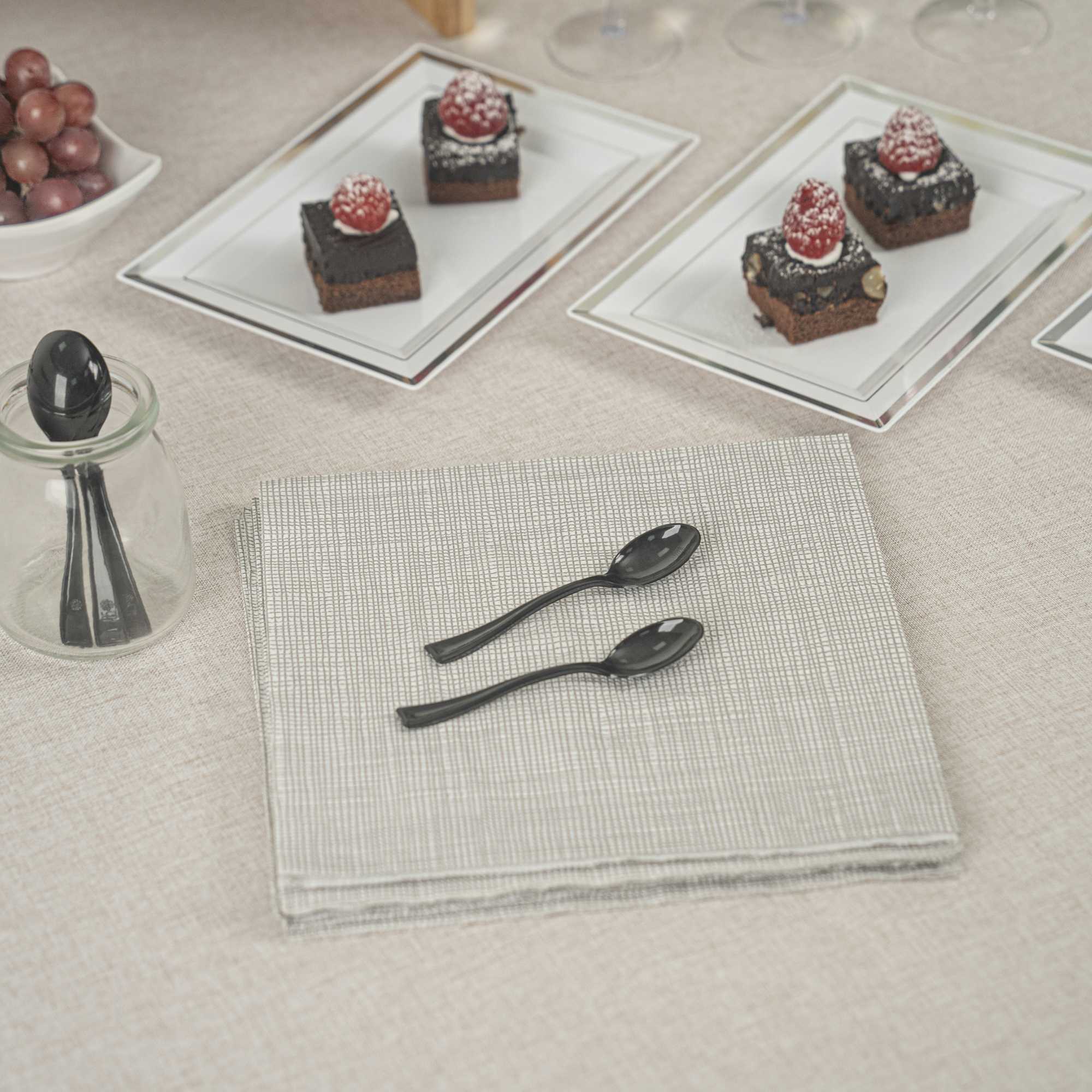 Mini Serve Black Plastic Mini Spoon - 4" - 500 count box