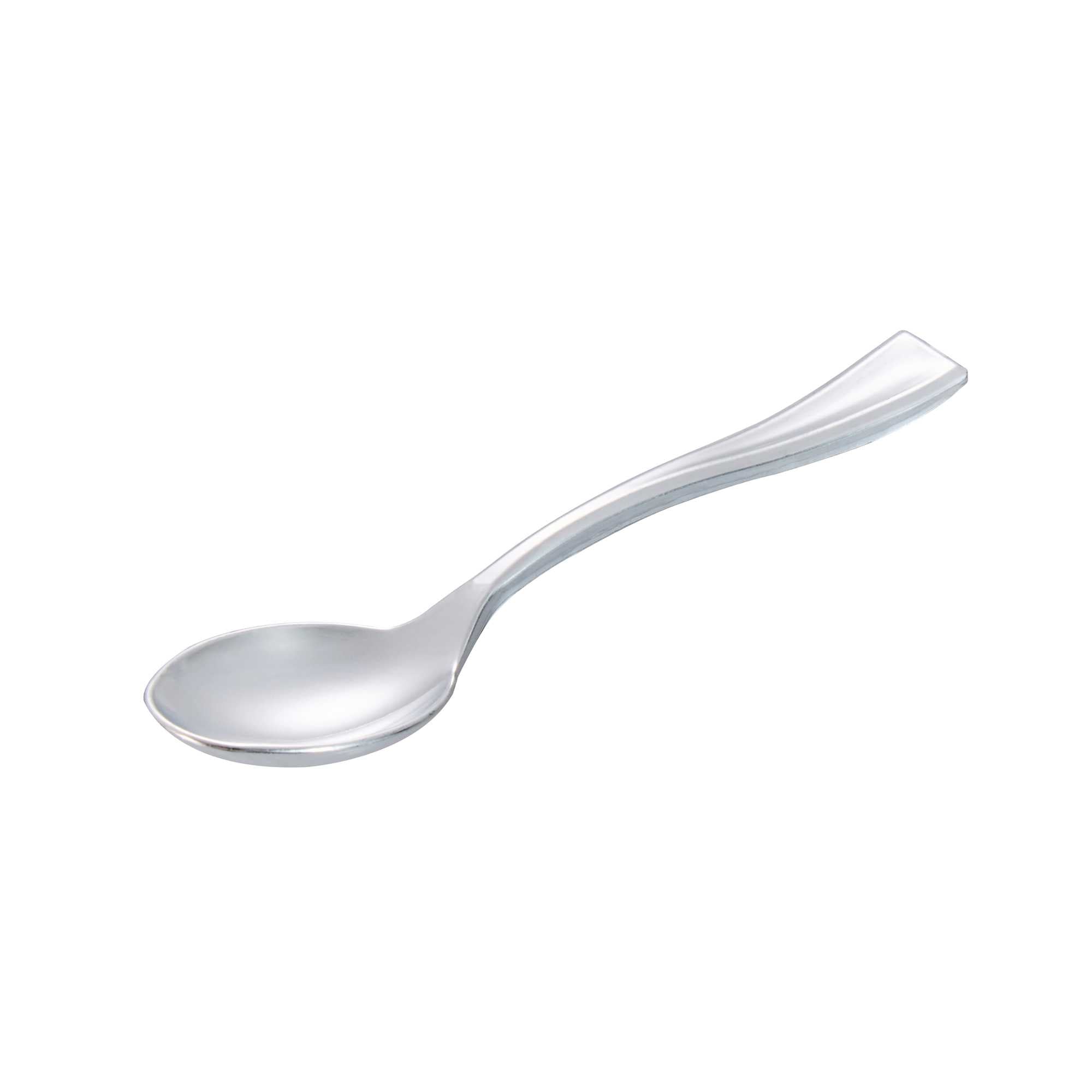 Mini Serve Silver Plastic Mini Spoon - 4" - 500 count box