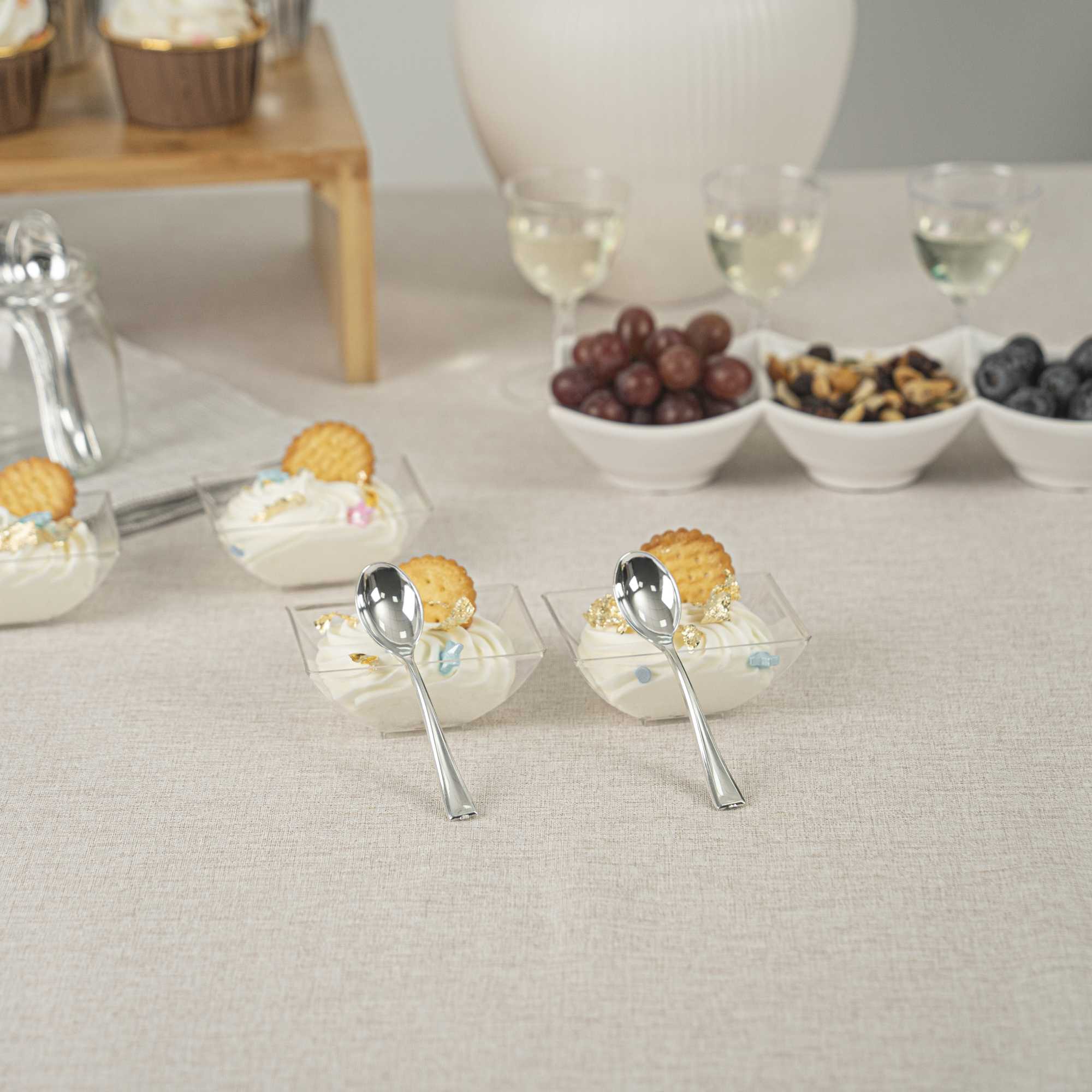 Mini Serve Silver Plastic Mini Spoon - 4" - 500 count box